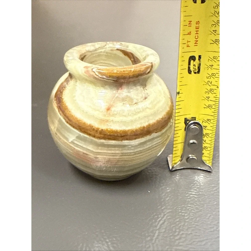 Vintage Miniature‎ Lathe Turned Artisan Onyx Vase Multi Colored 2x2in
